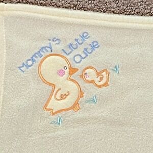 Vintage Fisher Price Mommy's Little Cutie Duck Yellow FleeceBaby Blanket‎ 29x39